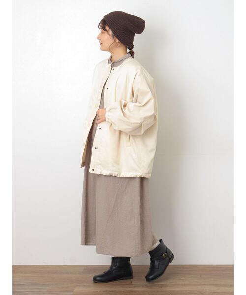 Samansa Mos2（サマンサ モスモス）の「【消臭効果】ロゴ刺繍ニット帽（ハット・レディース・ベージュ/ダークブラウン・F）」の5枚目の写真