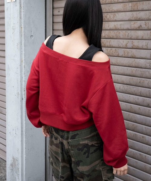 rinko【新品】ボンディングオフショルスウェット セール】トゲトゲ