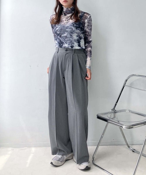 AS KNOW AS plus(アズノゥアズプラス)の「♪センタープレス タックワイドスラックスパンツ セットアップ可能(スラックス・レディース・ブラック/モカ/グレー・FREE)」の6枚目の写真