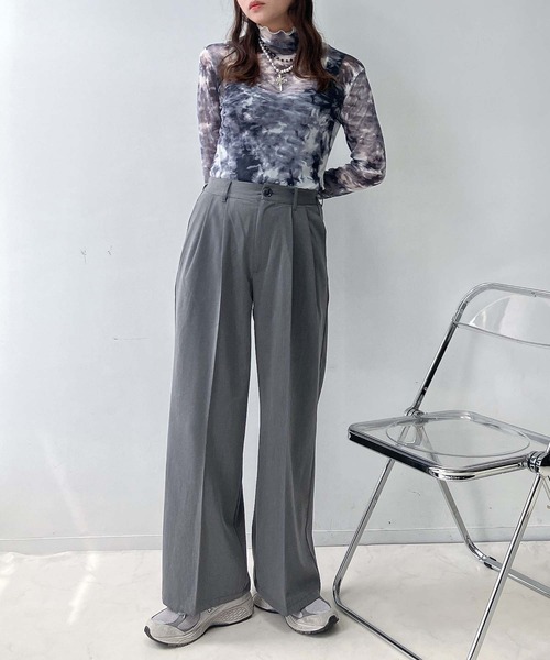 AS KNOW AS plus(アズノゥアズプラス)の「♪センタープレス タックワイドスラックスパンツ セットアップ可能(スラックス・レディース・ブラック/モカ/グレー・FREE)」の7枚目の写真