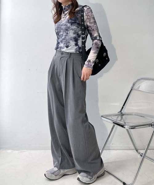 AS KNOW AS plus(アズノゥアズプラス)の「♪センタープレス タックワイドスラックスパンツ セットアップ可能(スラックス・レディース・ブラック/モカ/グレー・FREE)」の8枚目の写真