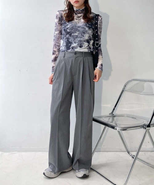 AS KNOW AS plus(アズノゥアズプラス)の「♪センタープレス タックワイドスラックスパンツ セットアップ可能(スラックス・レディース・ブラック/モカ/グレー・FREE)」の9枚目の写真