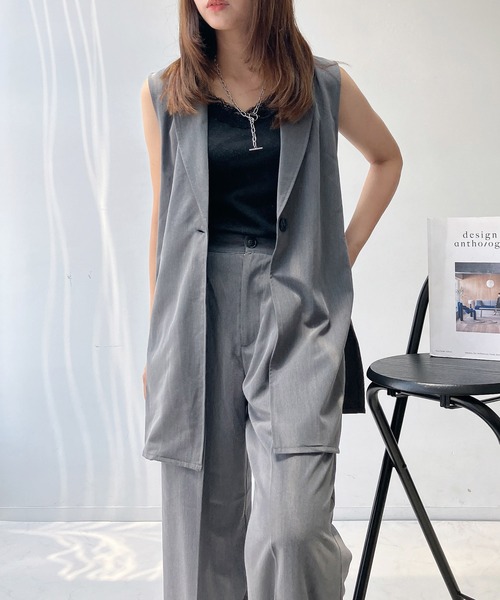 AS KNOW AS plus(アズノゥアズプラス)の「♪センタープレス タックワイドスラックスパンツ セットアップ可能(スラックス・レディース・ブラック/モカ/グレー・FREE)」の10枚目の写真