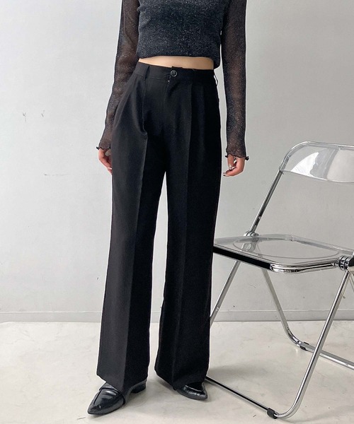 AS KNOW AS plus(アズノゥアズプラス)の「♪センタープレス タックワイドスラックスパンツ セットアップ可能(スラックス・レディース・ブラック/モカ/グレー・FREE)」の13枚目の写真