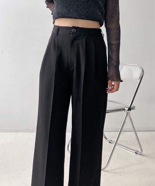 AS KNOW AS plus(アズノゥアズプラス)の「♪センタープレス タックワイドスラックスパンツ セットアップ可能(スラックス・レディース・ブラック/モカ/グレー・FREE)」の15枚目の写真