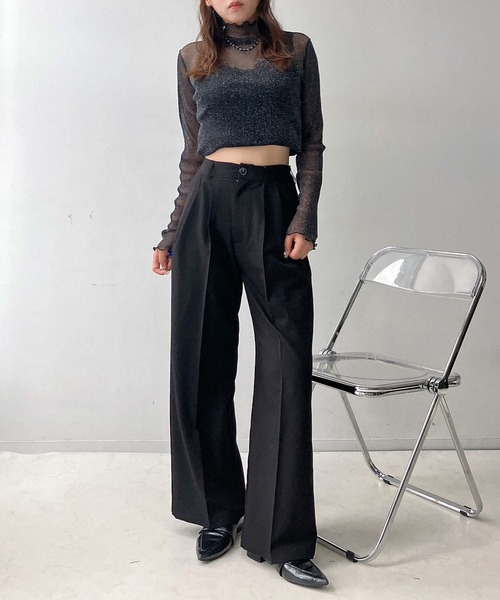 AS KNOW AS plus(アズノゥアズプラス)の「♪センタープレス タックワイドスラックスパンツ セットアップ可能(スラックス・レディース・ブラック/モカ/グレー・FREE)」の19枚目の写真