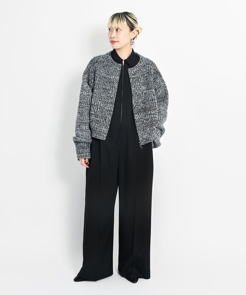 CITYSHOP(シティーショップ)の「AZE BULKY ZIP カーディガン:ニット(ニット/セーター・レディース・ブラック/パープル・FREE)」の10枚目の写真