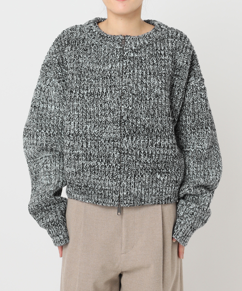 CITYSHOP(シティーショップ)の「AZE BULKY ZIP カーディガン:ニット(ニット/セーター・レディース・ブラック/パープル・FREE)」の13枚目の写真