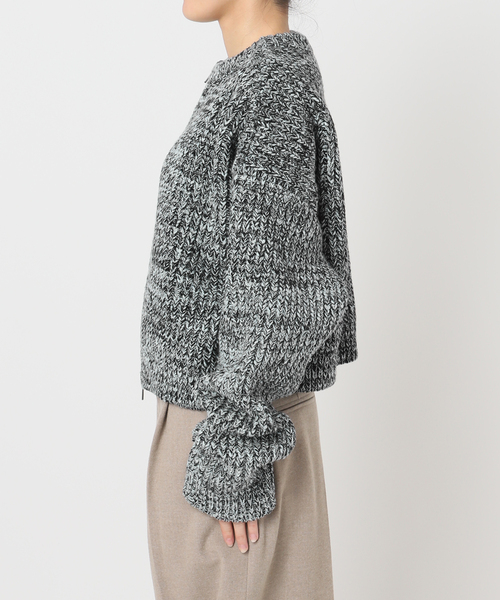 CITYSHOP(シティーショップ)の「AZE BULKY ZIP カーディガン:ニット(ニット/セーター・レディース・ブラック/パープル・FREE)」の14枚目の写真