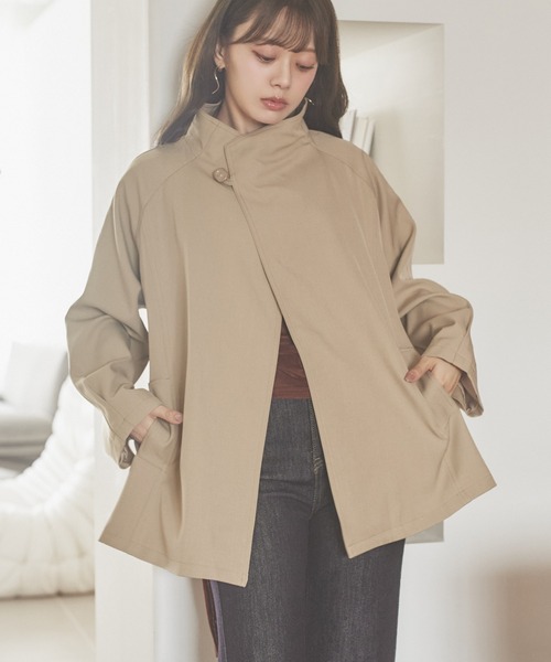 stand collar one button coat /スタンドカラーワンボタンコート（ノー