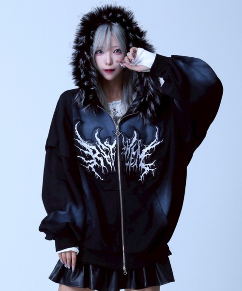 REFLEM/レフレム』ファー付き顔料加工ZIPパーカー/ジップアップ