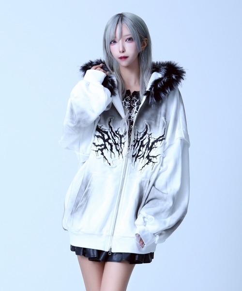 REFLEM/レフレム』ファー付き顔料加工ZIPパーカー/ジップアップ