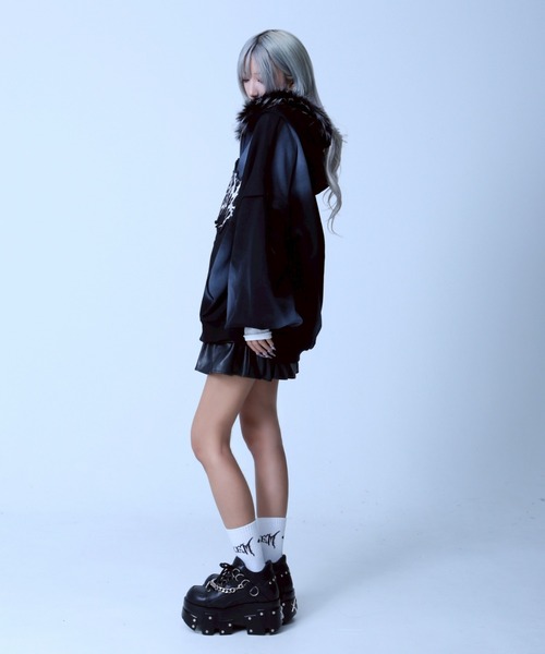 REFLEM/レフレム』ファー付き顔料加工ZIPパーカー/ジップアップ