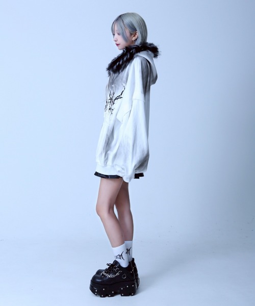 REFLEM/レフレム』ファー付き顔料加工ZIPパーカー/ジップアップ