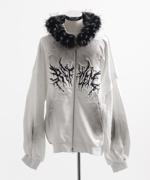 REFLEM/レフレム』ファー付き顔料加工ZIPパーカー/ジップアップ