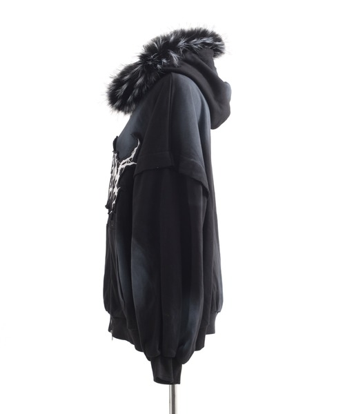 REFLEM/レフレム』ファー付き顔料加工ZIPパーカー/ジップアップ