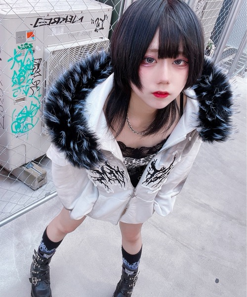 REFLEM/レフレム』ファー付き顔料加工ZIPパーカー/ジップアップ