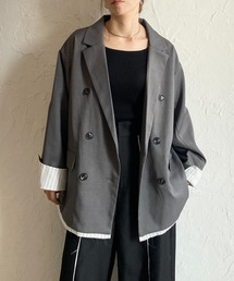 She's Closet（シーズクローゼット）の「袖ストライプ長袖ダブルテーラードジャケット（テーラードジャケット・レディース）」
