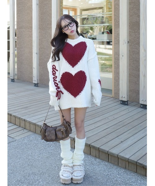 ダーリッチハートロゴローゲージニットチュニック ハートロゴローゲージニットチュニック（ニット/セーター