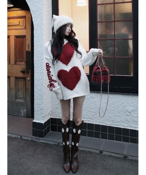 ダーリッチ ハートロゴローゲージニットチュニック ハートロゴローゲージニットチュニック（ニット/セーター）｜Darich