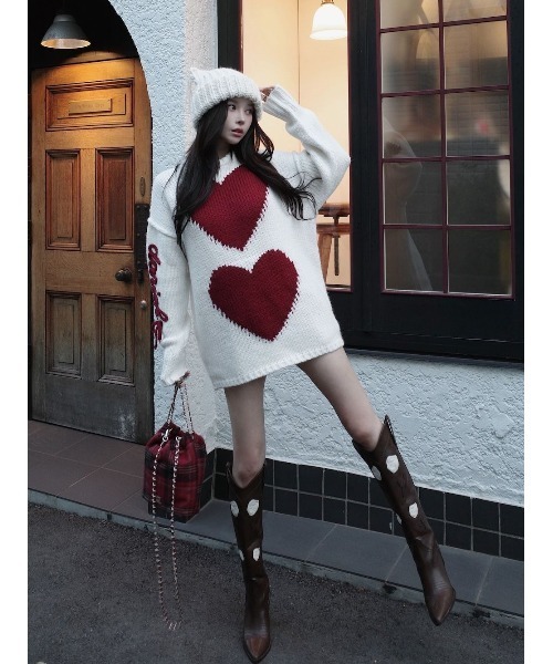 darich ハートロゴローゲージニットチュニック ハートロゴローゲージニットチュニック（ニット/セーター