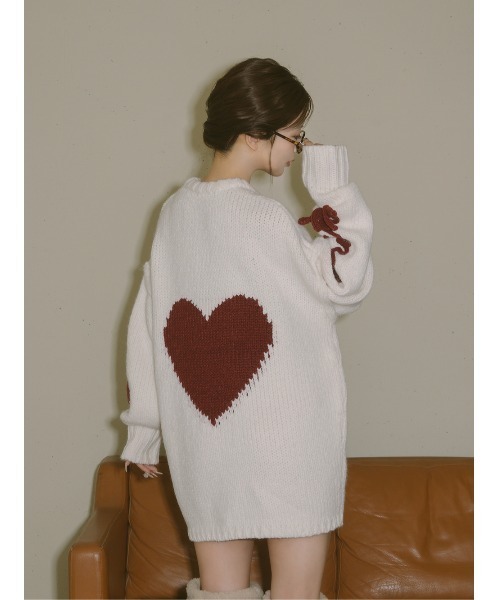 ハートロゴローゲージニットチュニック（ニット/セーター