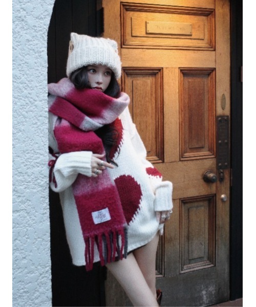 ハートロゴローゲージニットチュニック（ニット/セーター）｜Darich