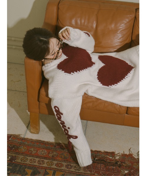 ハートロゴローゲージニットチュニック（ニット/セーター）｜Darich