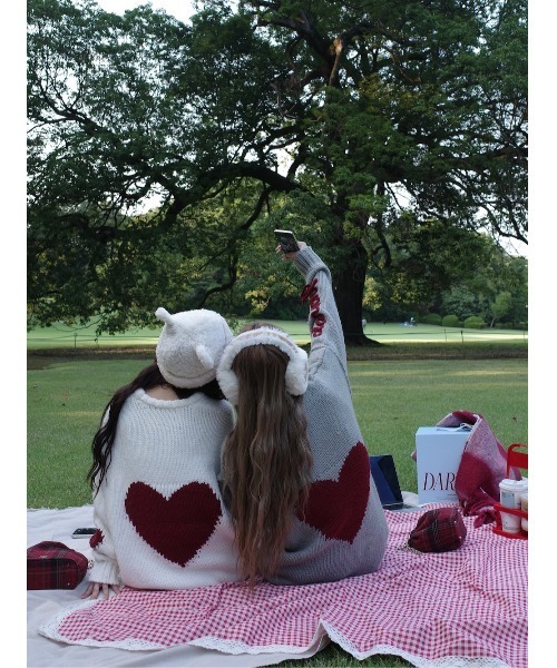 ハートロゴローゲージニットチュニック（ニット/セーター）｜Darich