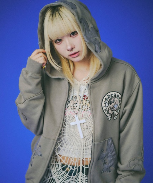 セール】GALFY（ガルフィー）百合の紋紋スウェットジップパーカー