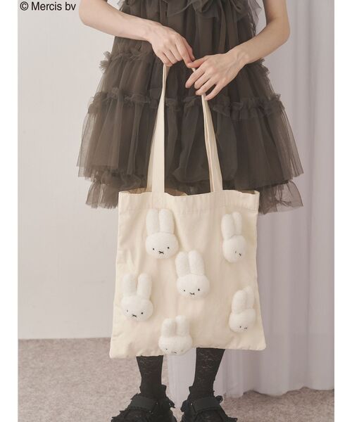 merry jenny(メリージェニー)の「もこもこmiffyトート(トートバッグ・レディース・アイボリー/ブラック・FREE)」の2枚目の写真