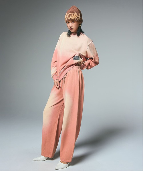 X-girl（エックスガール）の「OVERDYED SWEAT TOP（スウェット・レディース・ピンク/グリーン/ネイビー・S/M）」の4枚目の写真