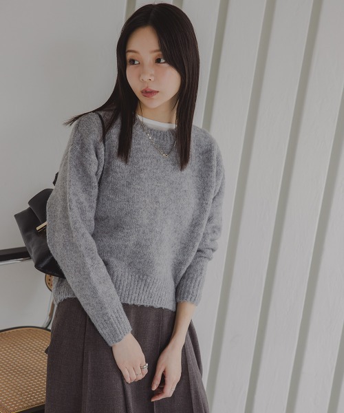 Petitjo(プッチージョ)の「小さいサイズ クルーネックニット 低身長さん・小柄女性(ニット/セーター・レディース・杢グレー/ピンク・M-L/XS-S)」の5枚目の写真