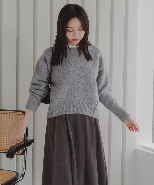 Petitjo(プッチージョ)の「小さいサイズ クルーネックニット 低身長さん・小柄女性(ニット/セーター・レディース・杢グレー/ピンク・M-L/XS-S)」の10枚目の写真