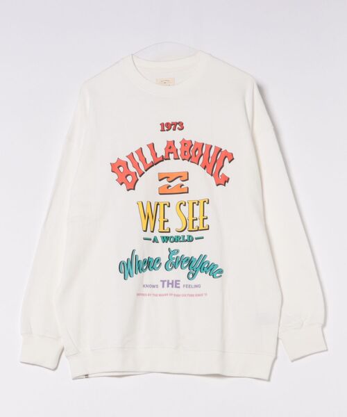 BILLABONG(ビラボン)の「BILLABONG レディース MESSAGE ARCH LOOSE C トレーナー 【2025年秋冬モデル】/ビラボンフロントプリントプルオーバースウェットトレーナー(スウェット・レディース・グレー/オフホワイト/ホワイト・LARGE/MEDIUM)」の1枚目の写真
