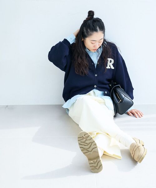 le.coeur blanc（ルクールブラン）の「★再入荷《手洗い可能》サガラ刺繍Vカーディガン（カーディガン/ボレロ・レディース・キャメル/アイボリー/グレー/レッド/ネイビー・38）」の7枚目の写真