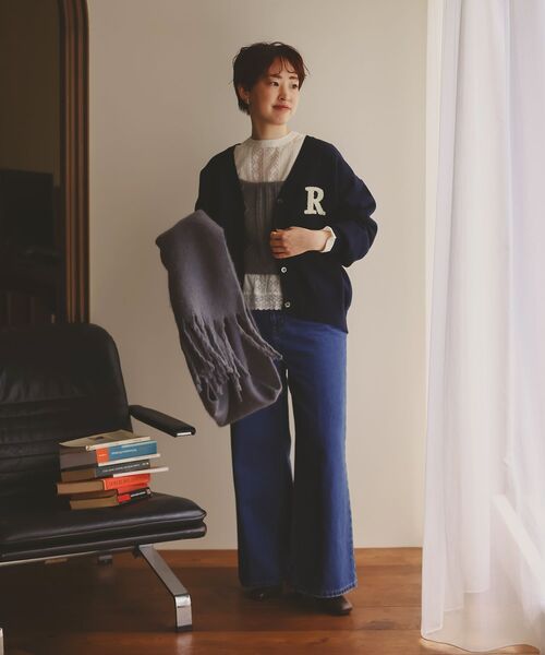 le.coeur blanc（ルクールブラン）の「★再入荷《手洗い可能》サガラ刺繍Vカーディガン（カーディガン/ボレロ・レディース・キャメル/アイボリー/グレー/レッド/ネイビー・38）」の19枚目の写真