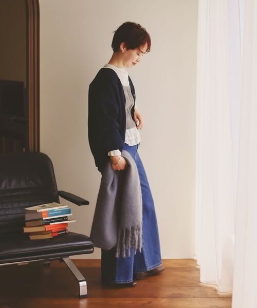 le.coeur blanc（ルクールブラン）の「★再入荷《手洗い可能》サガラ刺繍Vカーディガン（カーディガン/ボレロ・レディース・キャメル/アイボリー/グレー/レッド/ネイビー・38）」の20枚目の写真