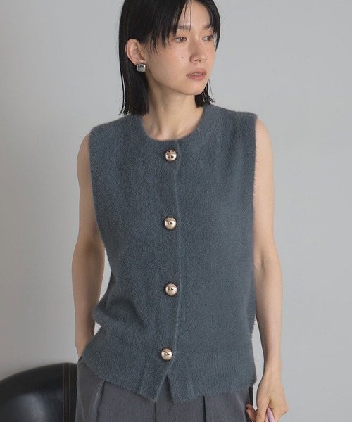 OUR ニットベスト グレー セール】 【洗える】MIX COLORED ニット ベスト （ベスト）｜L size