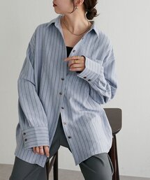 【WEB限定】ピーチ起毛ストライプシャツ