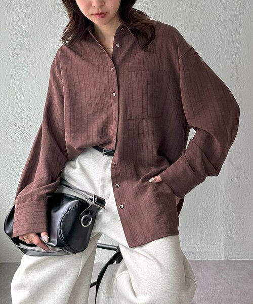 ピーチ起毛ストライプシャツ《WEB限定カラーあり》（シャツ/ブラウス