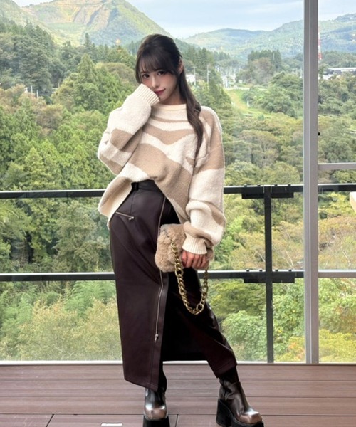 nui nullu(ヌイヌル)の「【nui nullu】エンブロイダリー ビッグシルエット ジャガードニットプルオーバー(ニット/セーター・レディース・アイボリー系/ベージュ系/ブラック系・FREE)」の5枚目の写真