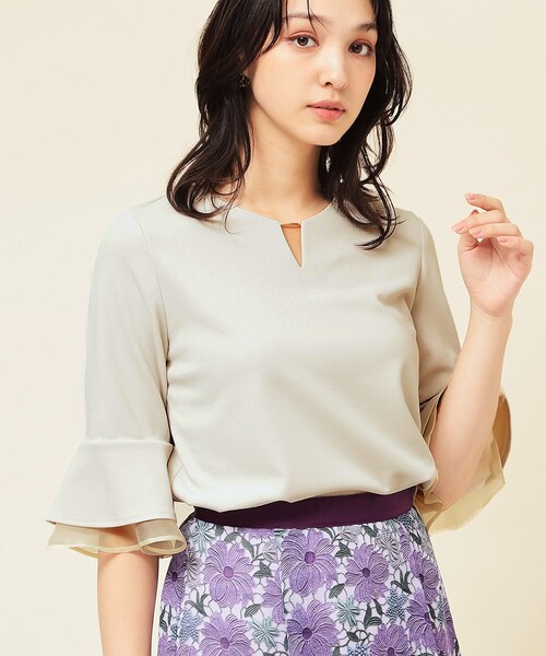 Sunauna（スーナウーナ）の「【4色展開／袖ラッフル】プルオーバー（Tシャツ/カットソー・レディース・ブラック/ネイビー/ライトベージュ/グリーン系・34/38/40）」の17枚目の写真