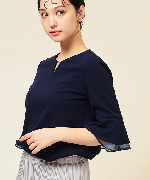 Sunauna（スーナウーナ）の「【4色展開／袖ラッフル】プルオーバー（Tシャツ/カットソー・レディース・ブラック/ネイビー/ライトベージュ/グリーン系・34/38/40）」の14枚目の写真