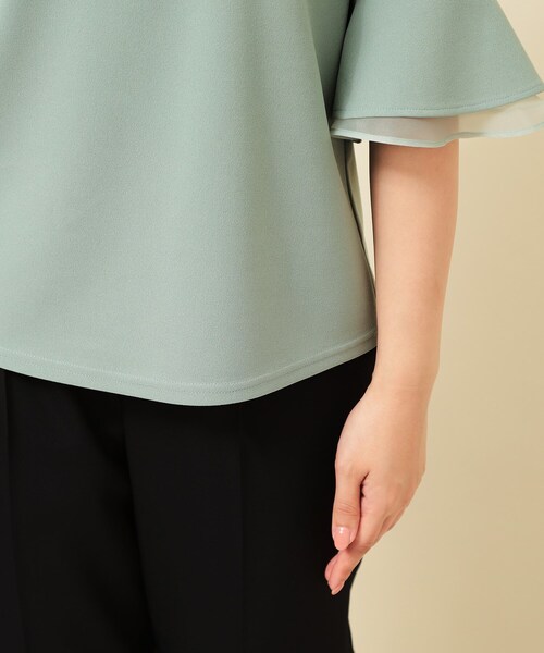 Sunauna（スーナウーナ）の「【4色展開／袖ラッフル】プルオーバー（Tシャツ/カットソー・レディース・ブラック/ネイビー/ライトベージュ/グリーン系・34/38/40）」の5枚目の写真