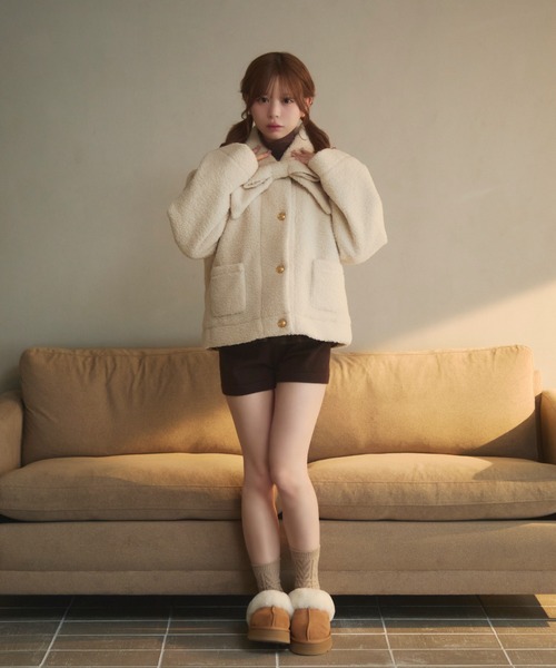 TITTY&CO.（ティティーアンドコー）の「リボンボアジャケット（その他アウター・レディース・ベージュ/モカ/アイボリー・FREE）」の7枚目の写真