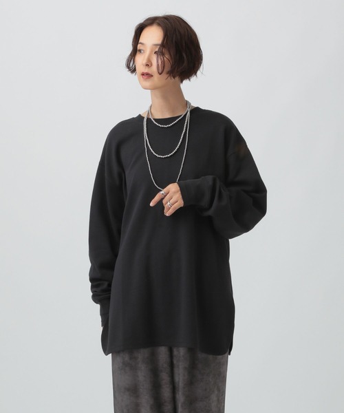 LEPSIM(レプシィム)の「2WAYヘンリーネックチュニック 580595(Tシャツ/カットソー・レディース・ブラック/カーキ/オレンジ/アイボリー・FREE)」の11枚目の写真