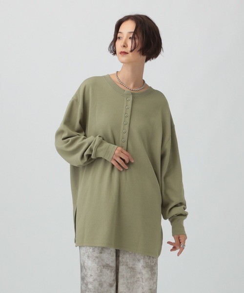 セール】2WAYヘンリーネックチュニック 580595（Tシャツ/カットソー