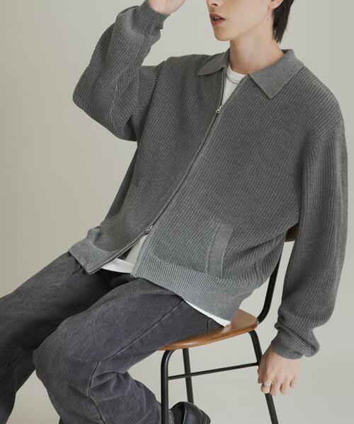 SENSE OF PLACE by URBAN RESEARCH(センスオブプレイスバイアーバンリサーチ)の「ダブルジップニットカーディガン(カーディガン/ボレロ・メンズ・ブルー/グレー/レッド・LARGE/MEDIUM)」の2枚目の写真