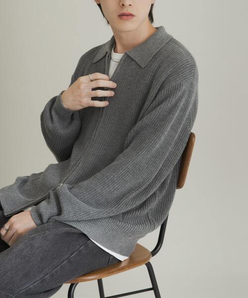 SENSE OF PLACE by URBAN RESEARCH(センスオブプレイスバイアーバンリサーチ)の「ダブルジップニットカーディガン(カーディガン/ボレロ・メンズ・ブルー/グレー/レッド・LARGE/MEDIUM)」の4枚目の写真